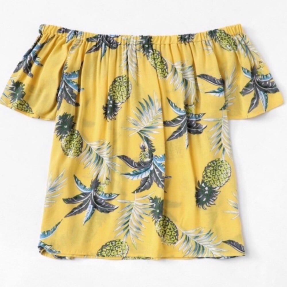 Yellow & Blue Pineapple Crop Top